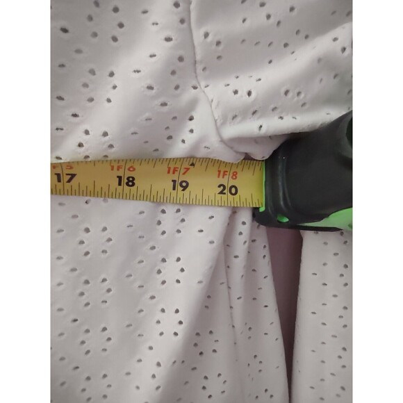 Nina Leonard Open Front Cardigan Sweater Women Large White Ruffle Hem Eyelets - Picture 6 of 7